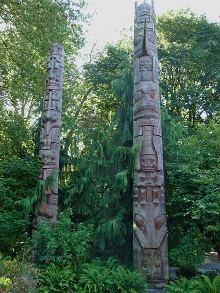 'Haida Totems', wood and paint, no date. Collection of the Burke Museum of Natural History, Seattle